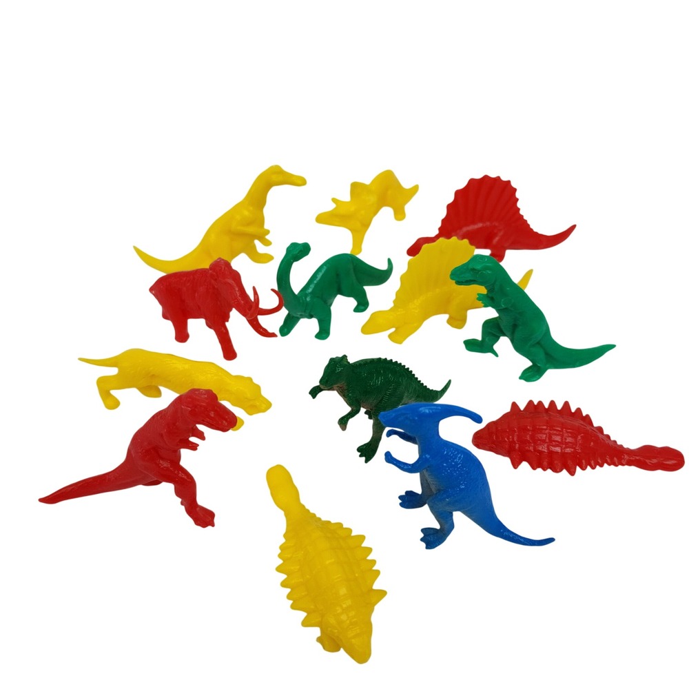 Vintage Style Plastic Dinosaur Toy‎ Figures Lot 12pc Mixed Colors T-Rex Mammoth